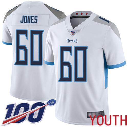 Tennessee Titans Limited White Youth Ben Jones Road Jersey NFL Football #60 100th Season Vapor Untouchable